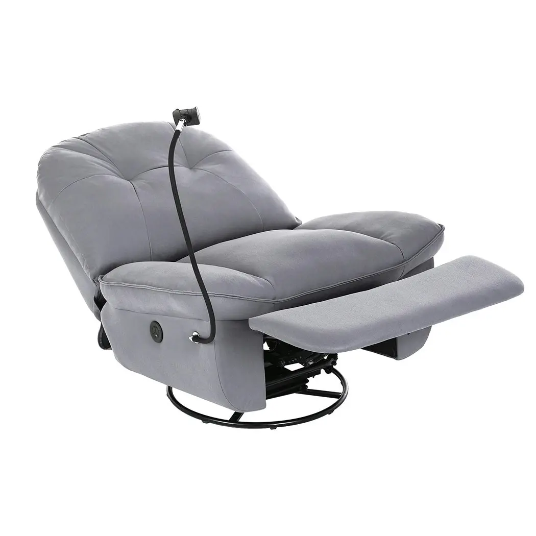 Levede Electric Chair Recliner Swivel Lazy Sofa Armchair Lounge USB Charge Grey