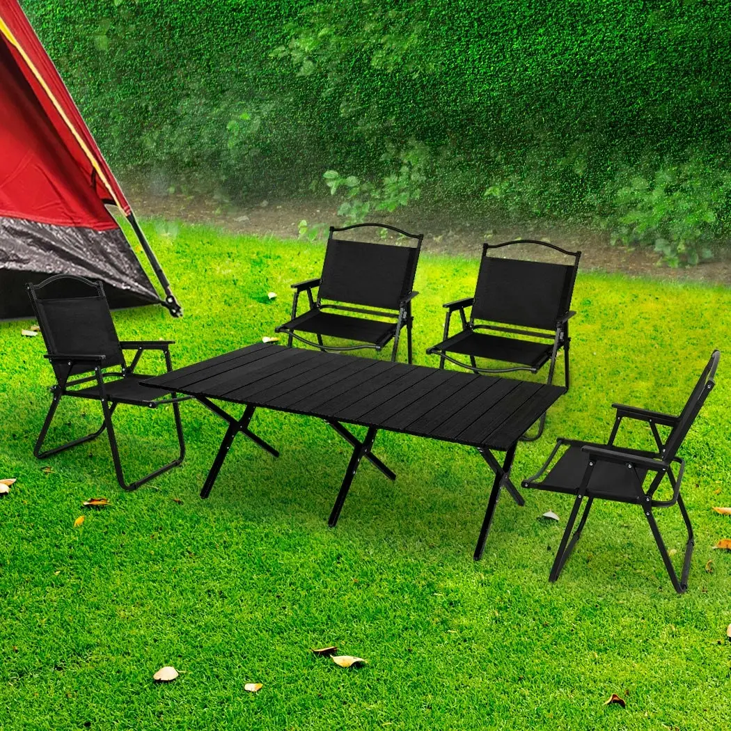 Levede Folding Camping Table Chair Set Portable Picnic Outdoor Egg Roll BBQ Desk