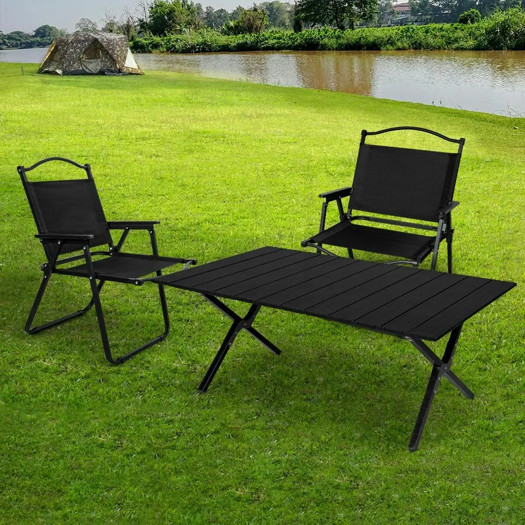 Levede Folding Camping Table Chair Set Portable Picnic Desk Outdoor Carry Bag