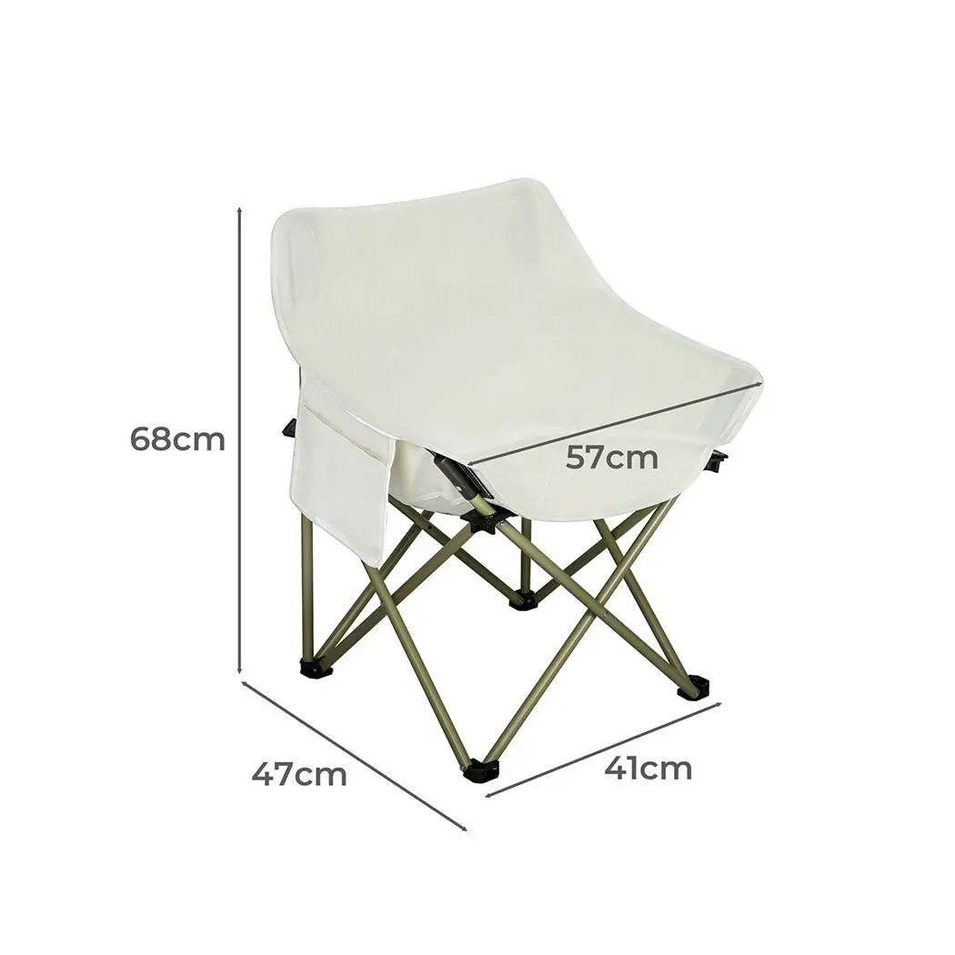 Levede Folding Camping Moon Chair Lightweight Outdoor Chairs Portable Seat Beige