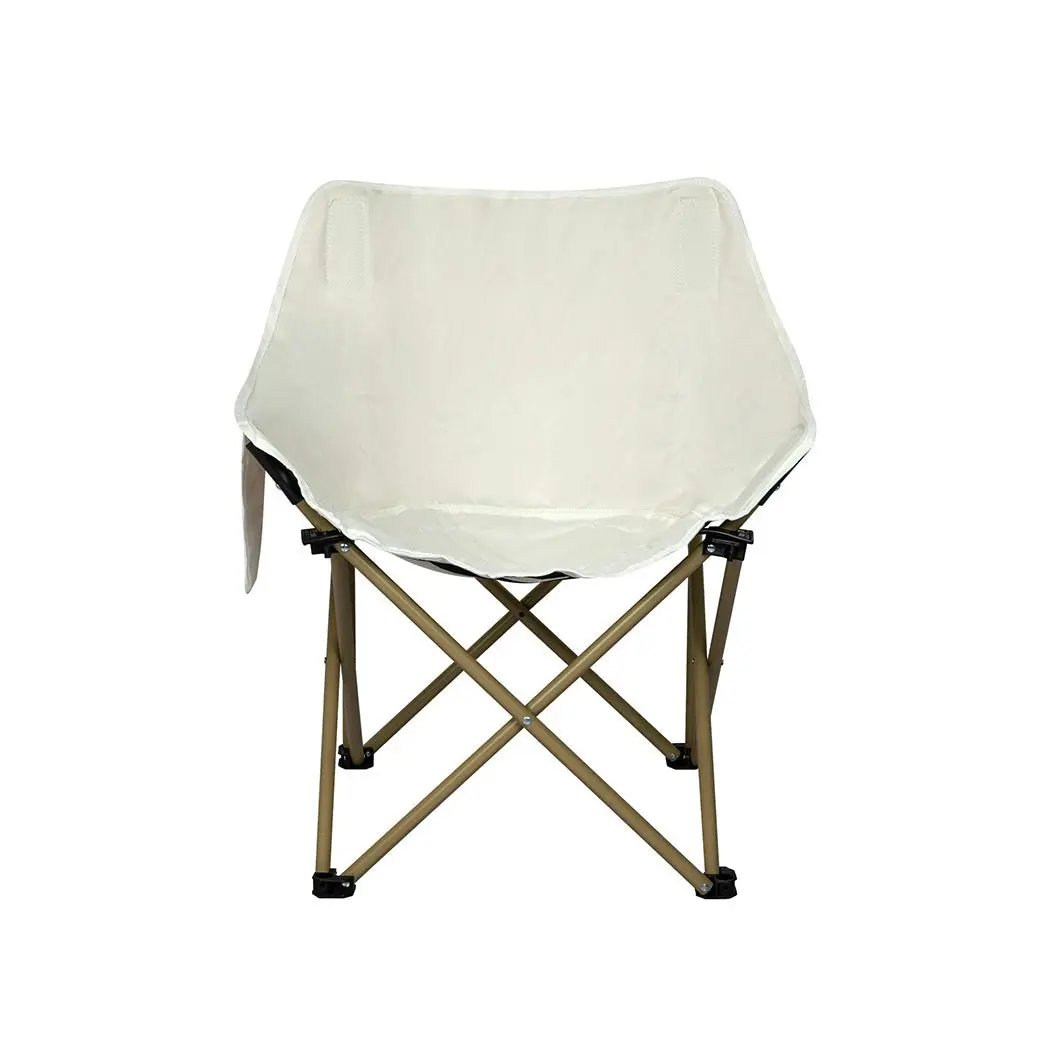 Levede Folding Camping Moon Chair Lightweight Outdoor Chairs Portable Seat Beige