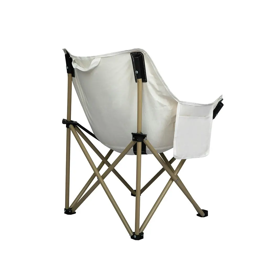 Levede Folding Camping Moon Chair Lightweight Outdoor Chairs Portable Seat Beige