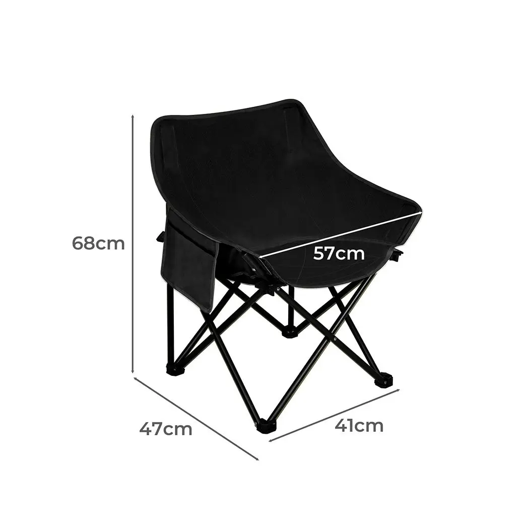 Levede Folding Camping Moon Chair Lightweight Outdoor Chairs Portable Seat Black