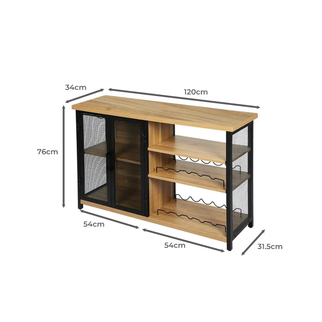 Levede Bar Cabinet Buffet Sideboard Industrial Wine Steamrack Glasses 120CM