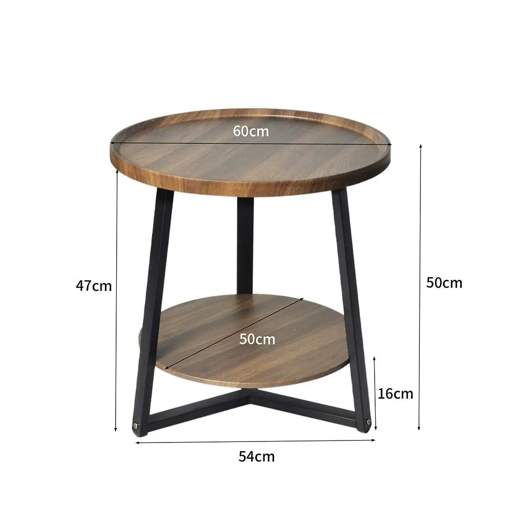 Levede Side Table Coffee Bedside Tables Nightstand Storage Steel Legs 60cm Dia.