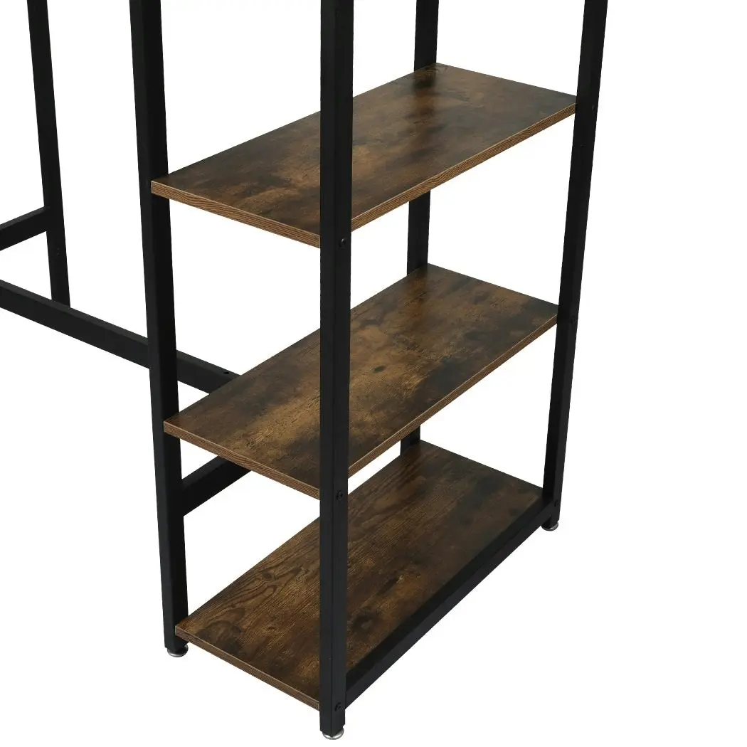 Levede High Bar Table Pub Industrial Storage Shelf Rustic Brown Kitchen 110X60CM