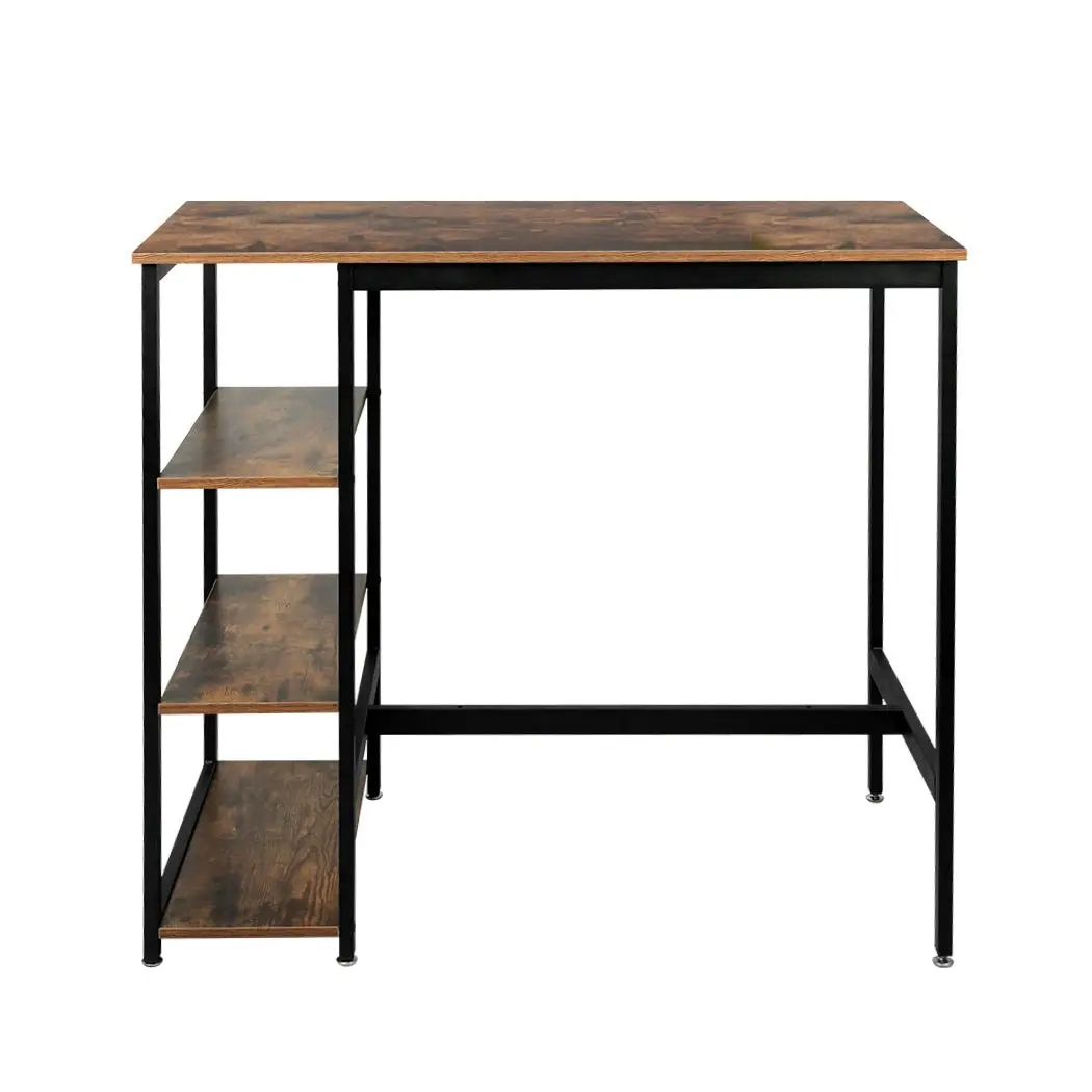 Levede High Bar Table Pub Industrial Storage Shelf Rustic Brown Kitchen 110X60CM