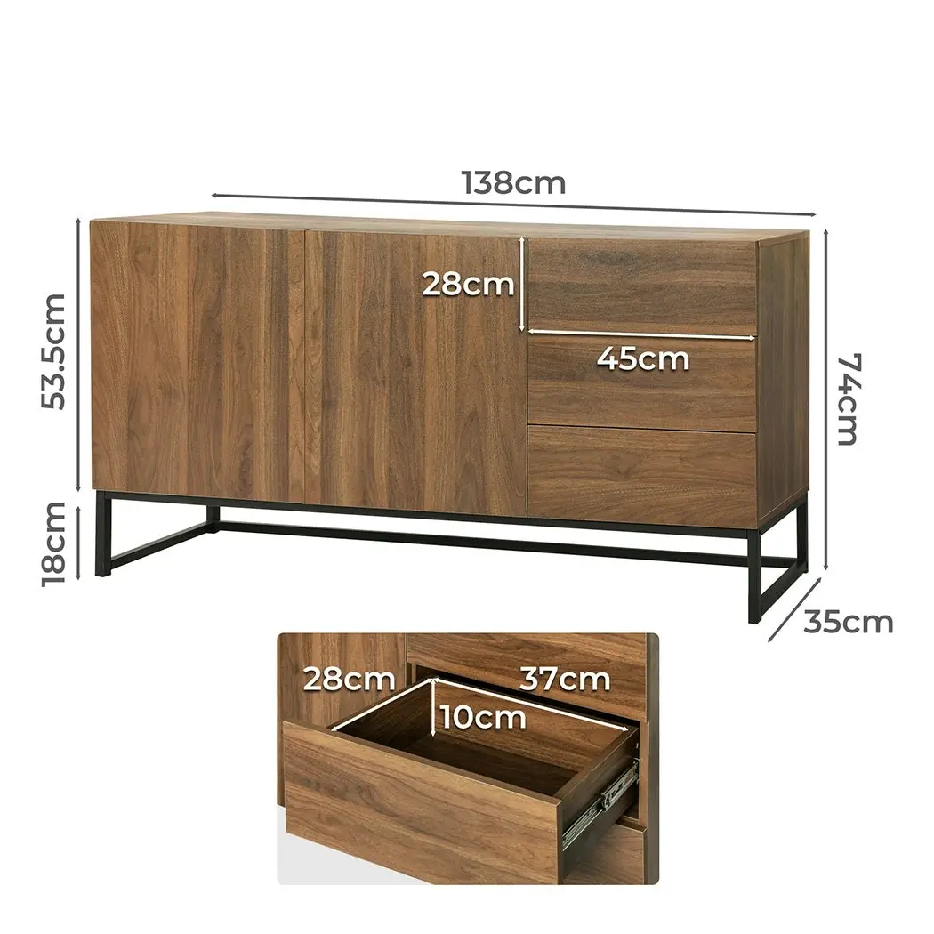 Levede Buffet Sideboard Storage Cabinet Drawers Cupboard Kitchen Hallway 138CM