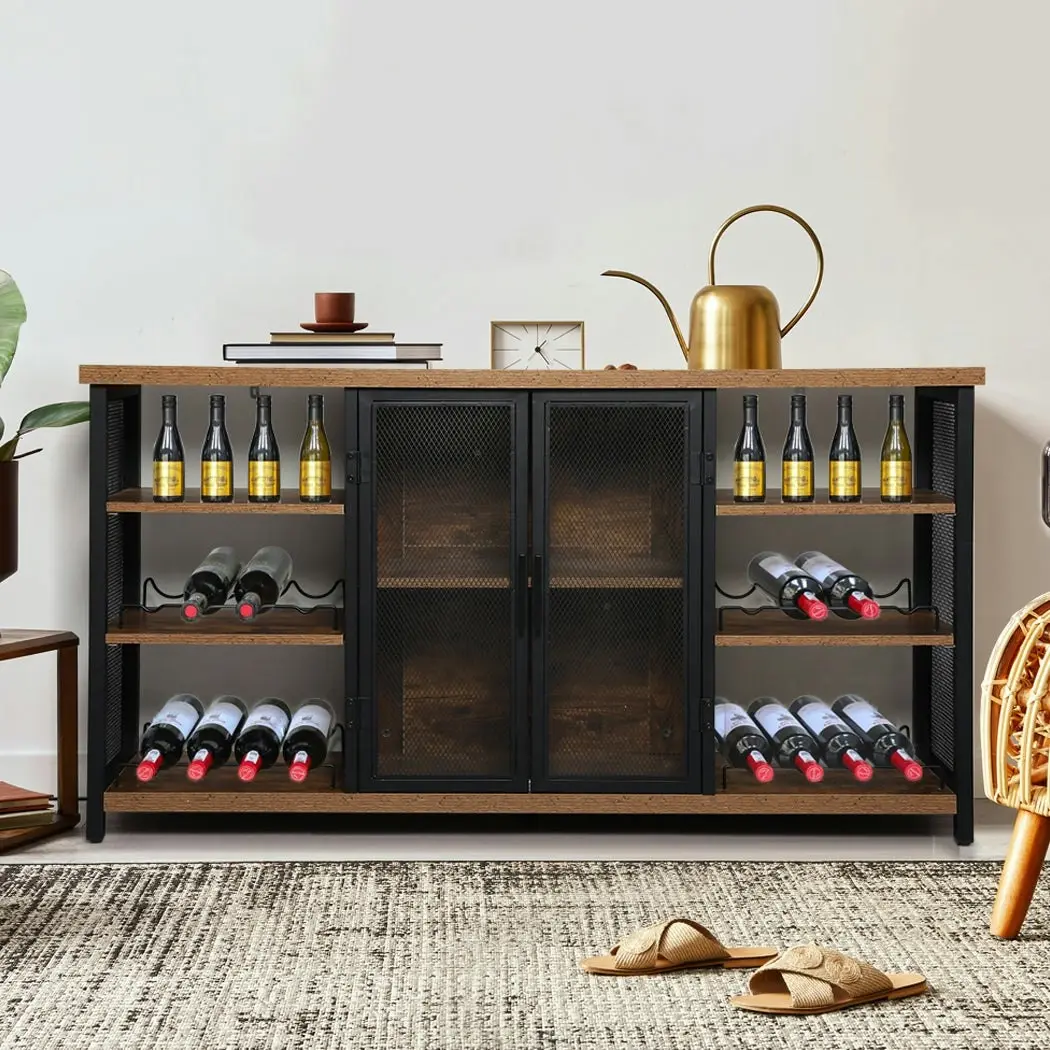 Levede Bar Cabinet Buffet Sideboard Industrial Wine Steamrack Glasses 140cm Wide