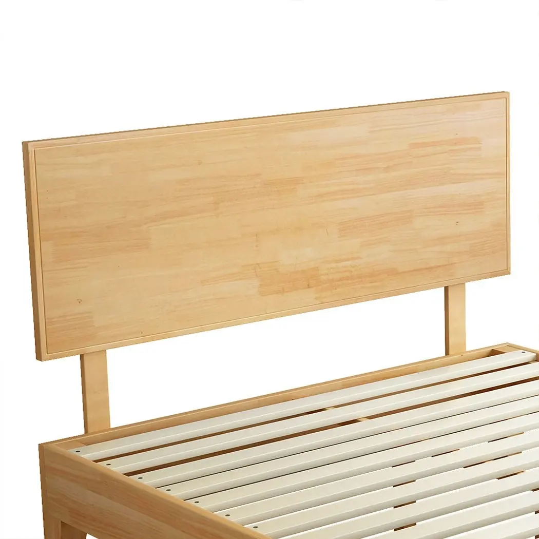 Levede Double Wooden Bed Frame Timber Rubberwood Headboard Mattress Base Natural