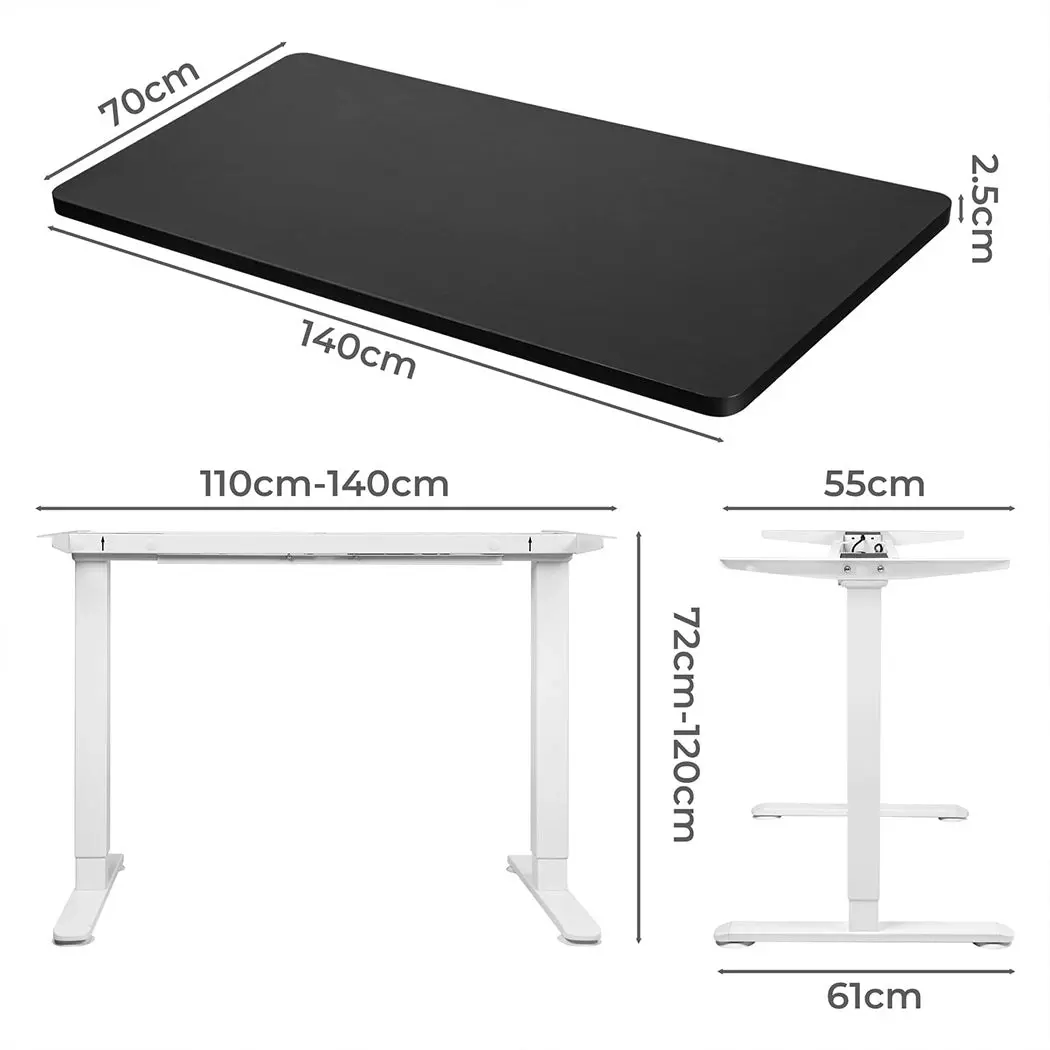 Levede Motorised Standing Desk Adjustable Sit Stand Cable Management 140X70cm