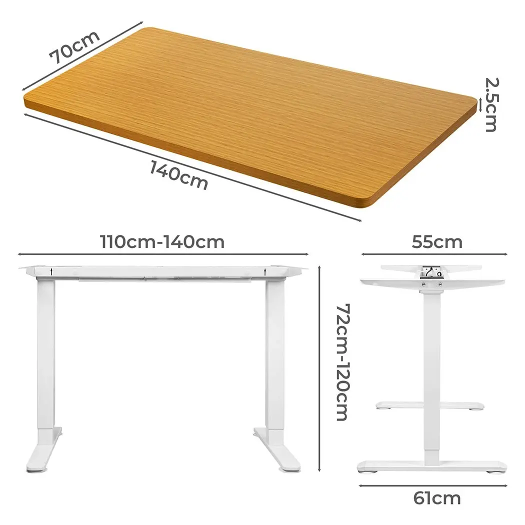 Levede Motorised Standing Desk Adjustable Sit Stand Cable Management 140X70cm