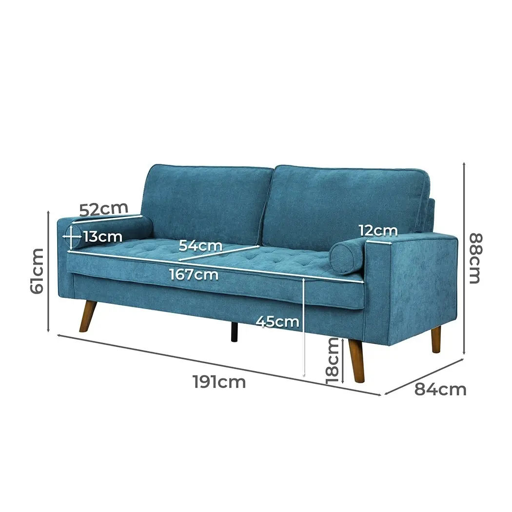 Levede Sofa 3 Seater Fabric Futon Couch Armchair Lounge Recliner Living Room