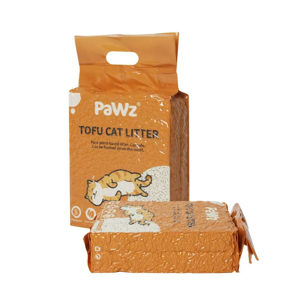 Pawz 2.5kg Tofu Cat Litter Clumping Flushable Fast Super Absorben Natural x4