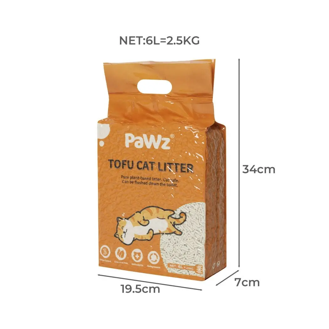 Pawz 2.5kg Tofu Cat Litter Clumping Flushable Fast Super Absorben Natural x4