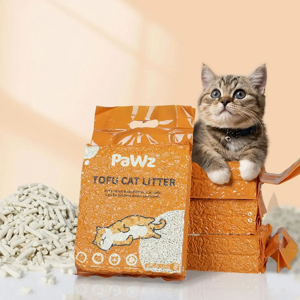 Pawz 2.5kg Tofu Cat Litter Clumping Flushable Fast Super Absorben Natural x6