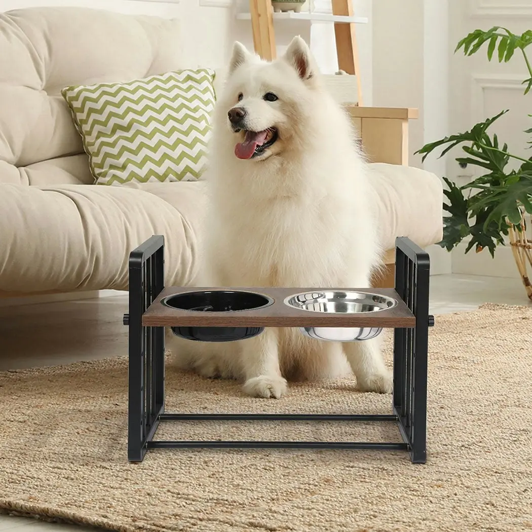 Pawz Adjustable Height Pet Feeder Elevated Dual Raised Water Food Bowl Large