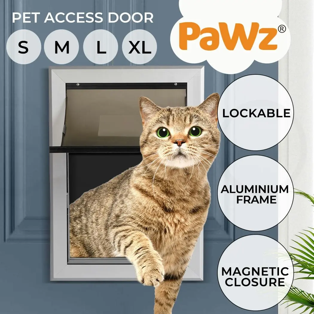 Pawz Aluminium Pet Access Door Dog Cat Dual Flexi Flap For Wooden Wall S