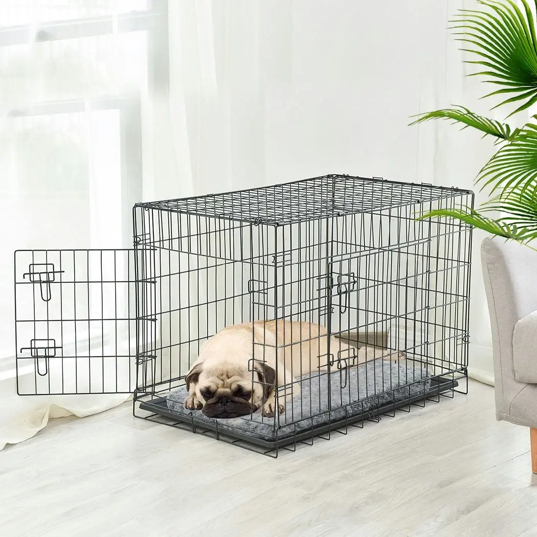 Pawz Pet Dog Cage Crate Metal Carrier Portable Kennel With Bed 42"