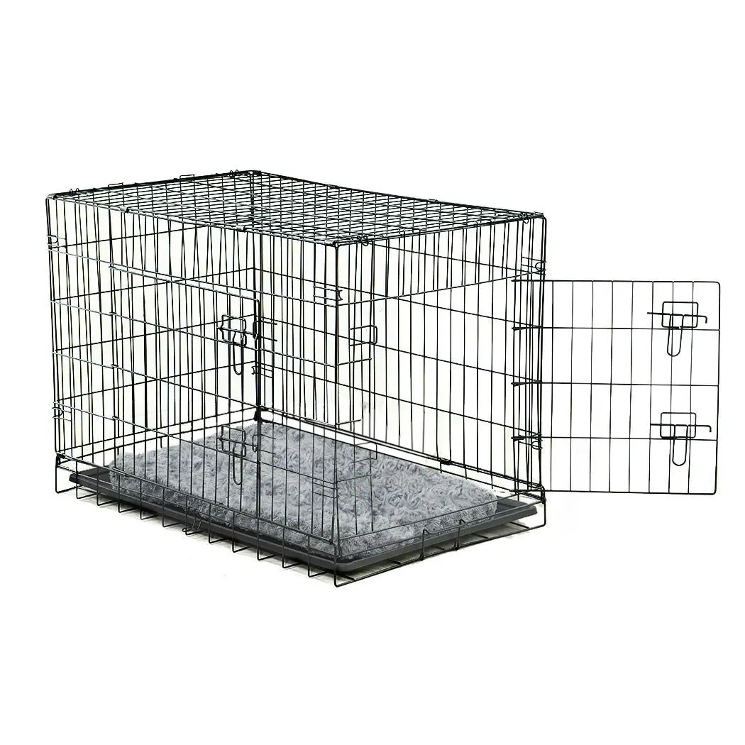 Pawz Pet Dog Cage Crate Metal Carrier Portable Kennel With Bed 42"