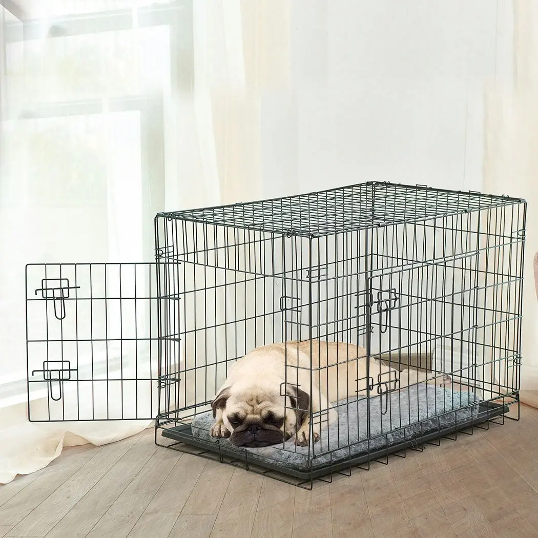 Pawz Pet Dog Cage Crate Metal Carrier Portable Kennel With Bed 42"