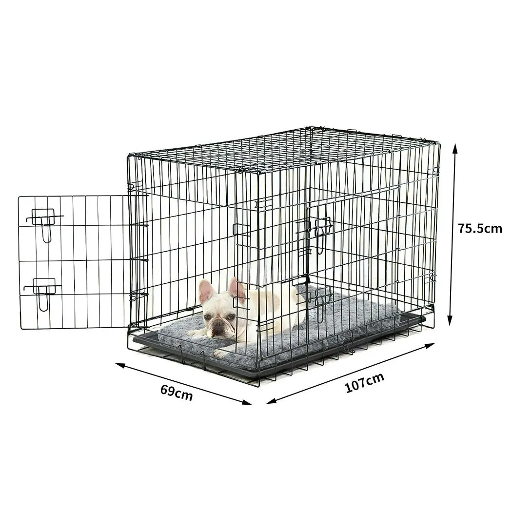 Pawz Pet Dog Cage Crate Metal Carrier Portable Kennel With Bed 42"