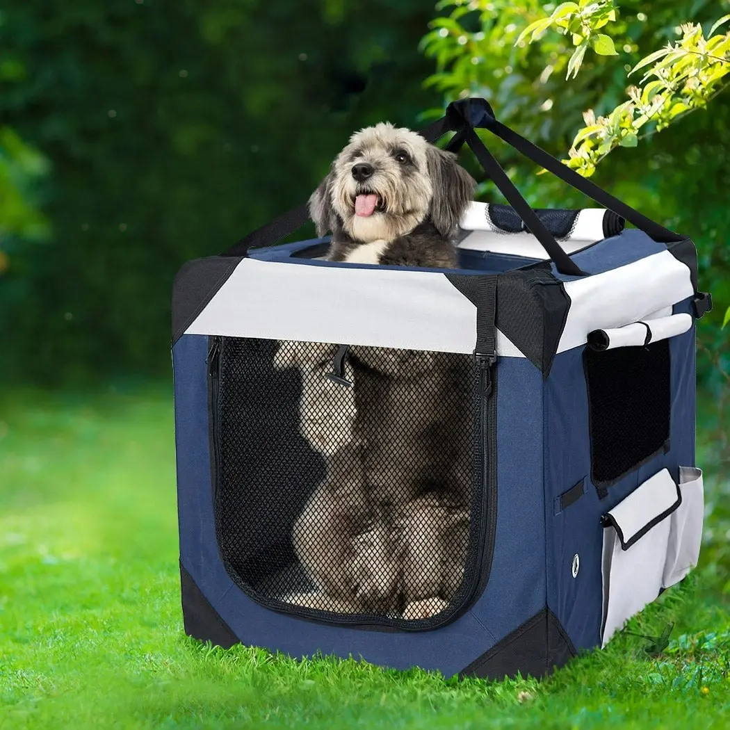 Pawz Pet Soft Crate Dog Cat Travel Carrier Puppy Kennel Folding Portable Blue L