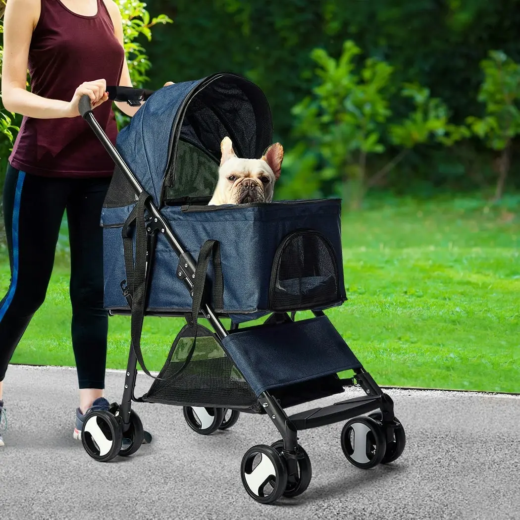 Pawz 4 Wheels Pet Stroller Dog Cat Cage Puppy Pushchair Travel Walk Carrier Pram