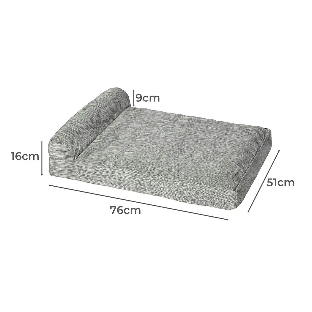 Pawz Pet Bed Chew Proof Memory Foam Orthopedic Waterproof Inner Washable Grey M