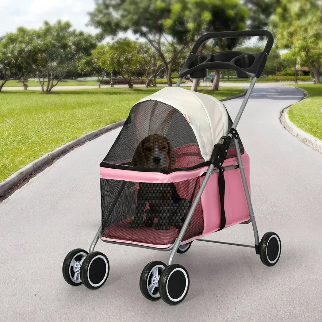 Pawz Pet Stroller Dog Cat Large Carrier Travel Pushchair Foldable Pram 4 Wheels