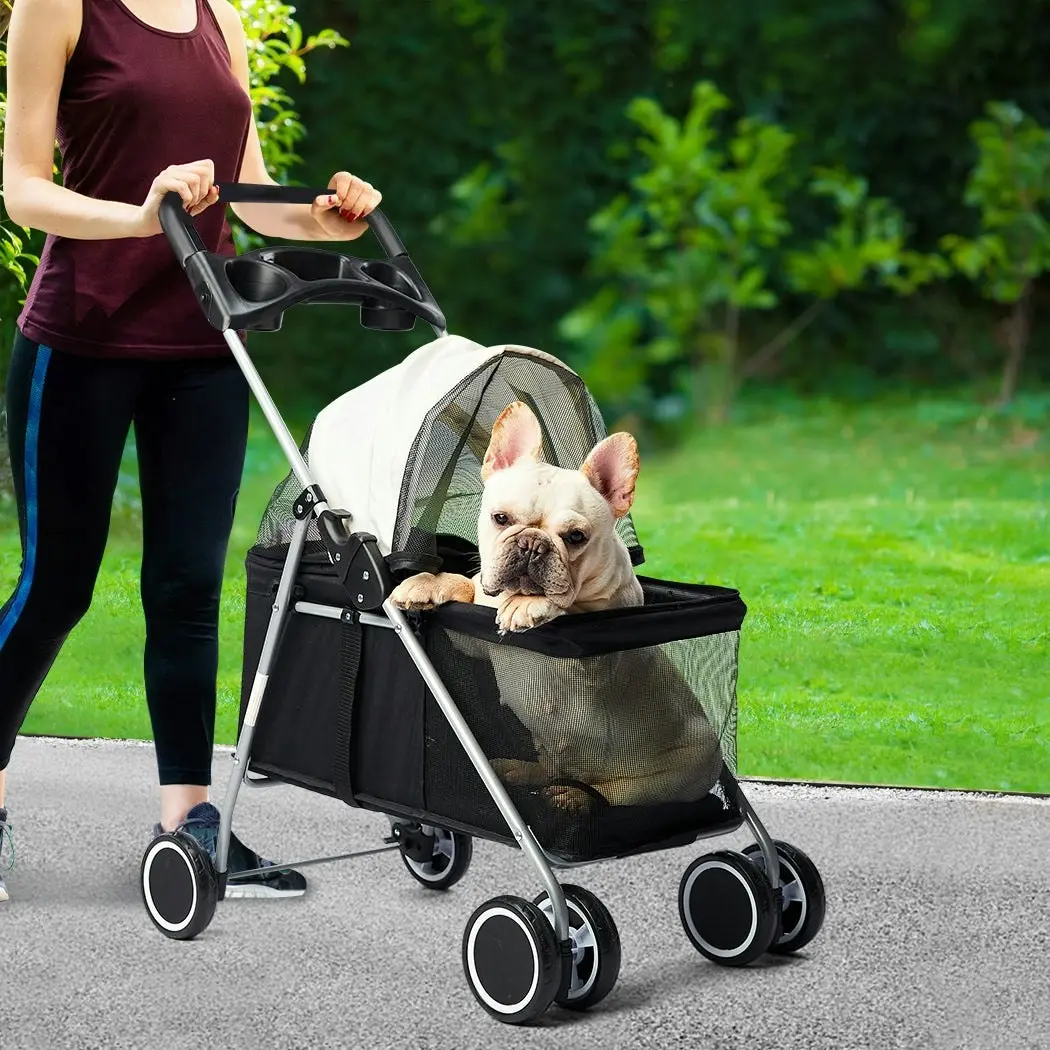 Pawz 4 Wheels Pet Stroller Dog Cat Cage Puppy Pushchair Travel Walk Carrier Pram