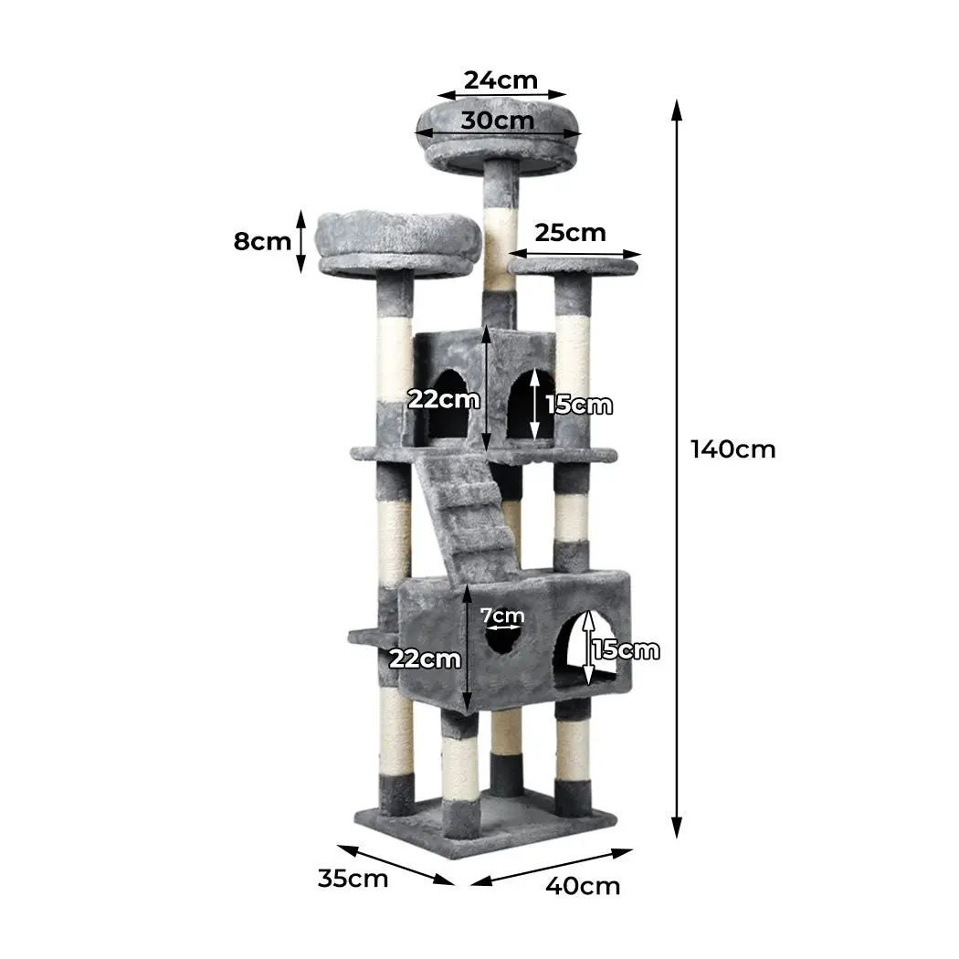 Pawz Cat Trees Scratching Post Scratcher For Large Cats Tower House Grey 141cm