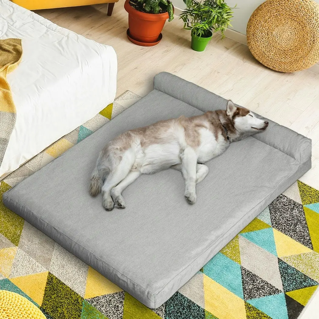 Pawz Pet Bed Chew Proof Memory Foam Orthopedic Waterproof Inner Washable Grey XL