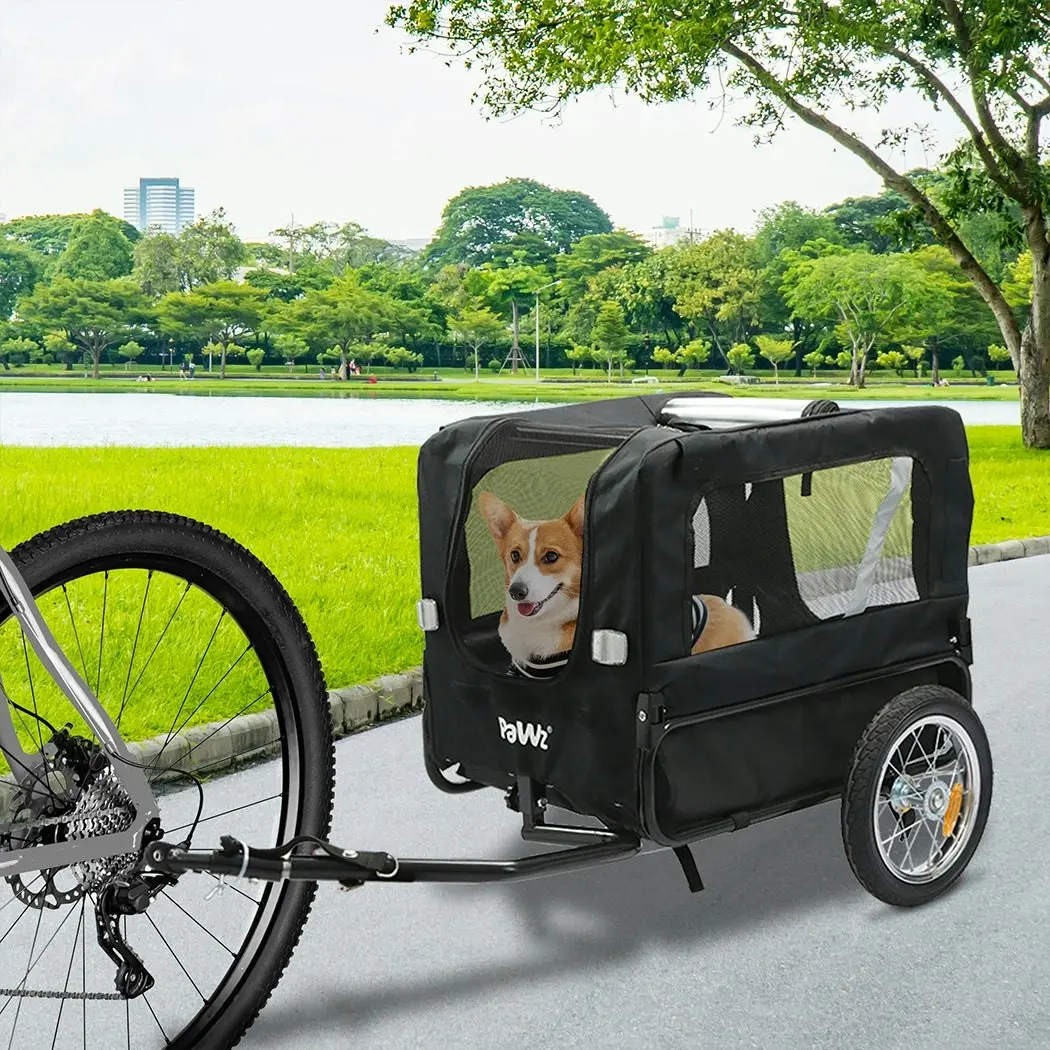 Pawz Pet Stroller Bike Trailer Foldable Pet Trailer 2-IN-1 Outdoor Sunroof