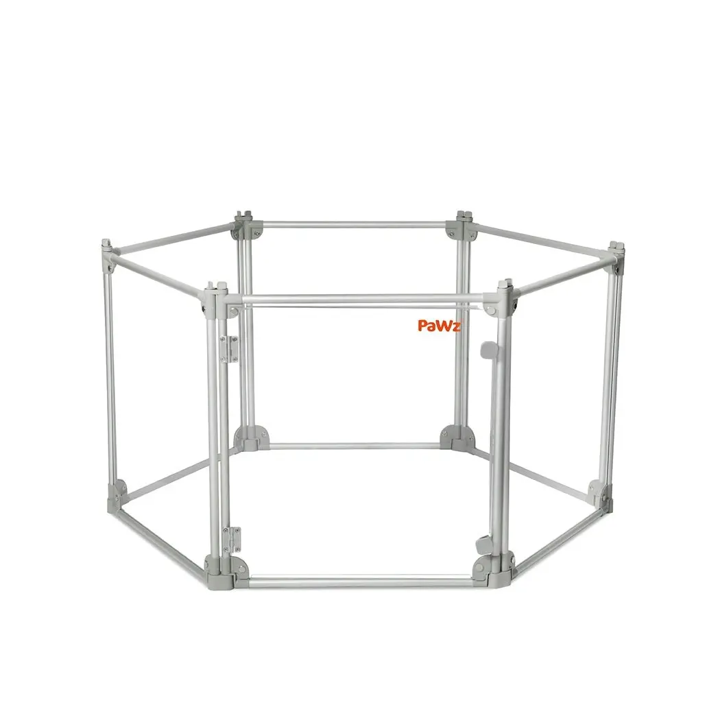 Pawz Pet Playpen Transparent Acrylic Clear Folding Dog Fence Kennel 6 Panel