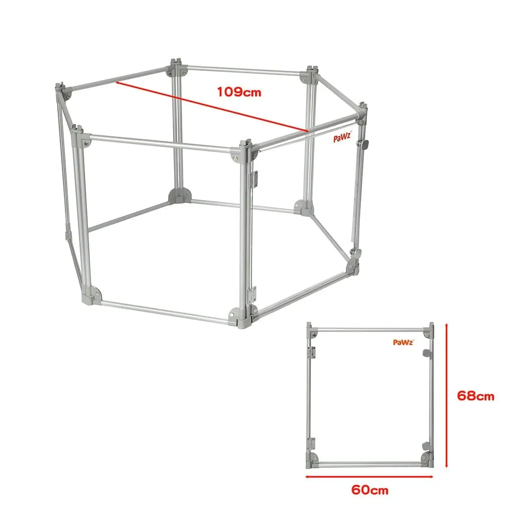 Pawz Pet Playpen Transparent Acrylic Clear Folding Dog Fence Kennel 6 Panel