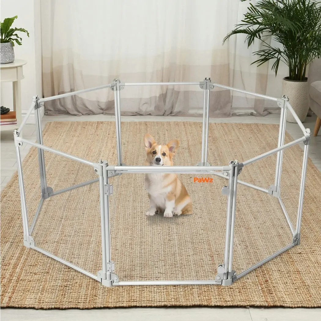 Pawz Pet Playpen Transparent Acrylic Clear Folding Dog Fence Kennel 8 Panel