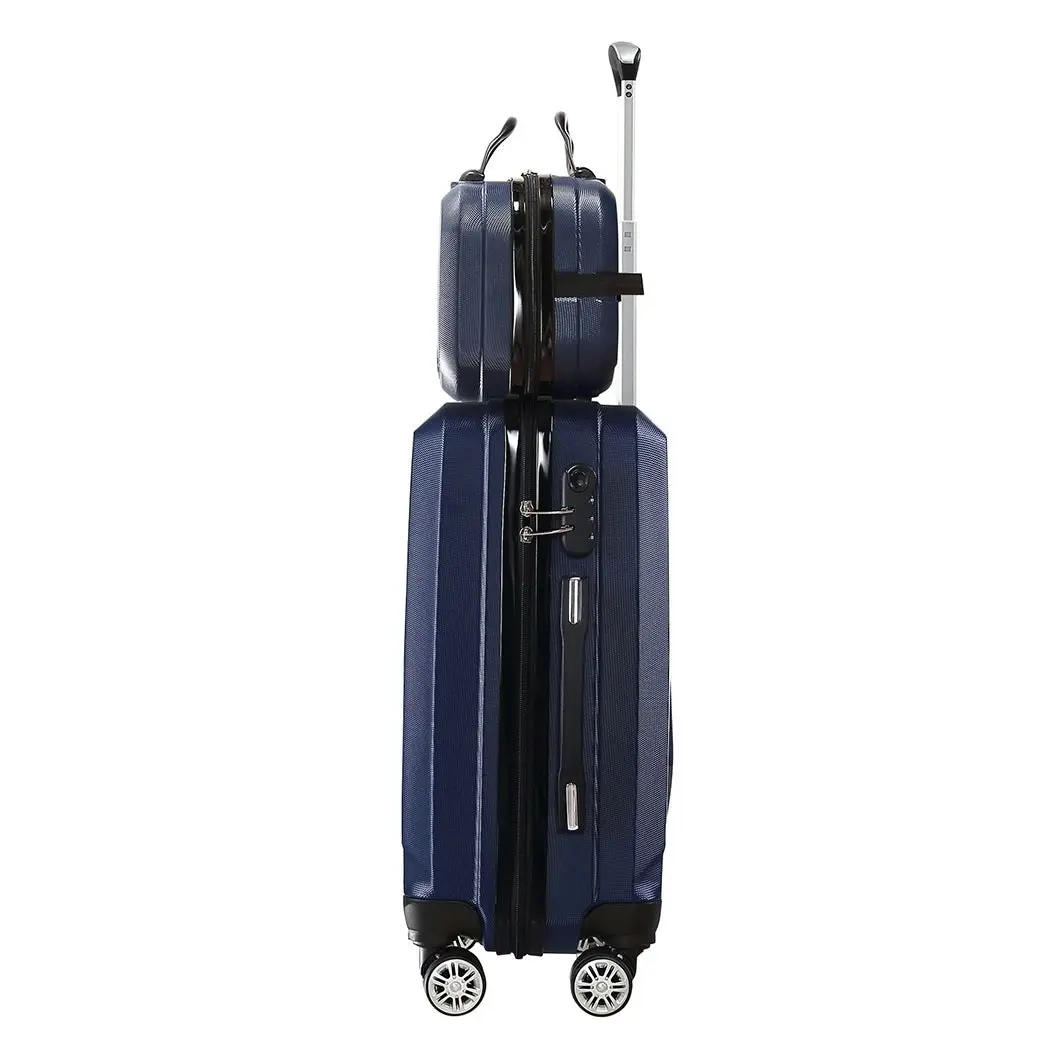 Slimbridge 2pcs 20"Travel Luggage Set 12"Hand Carry On Bag Suitcase Case Navy