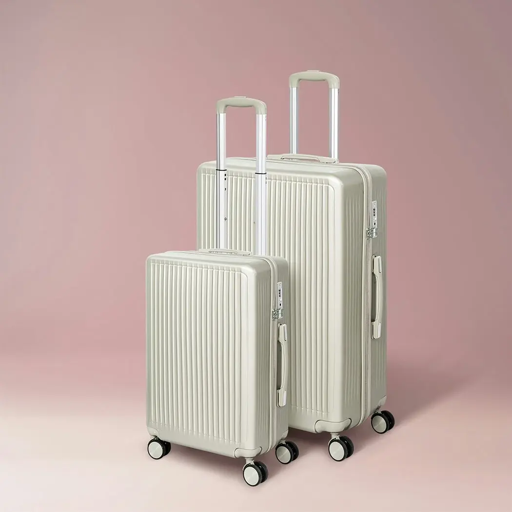 Slimbridge Luggage Suitcase Trolley Set Travel Lightweight 2pc 20"+28" White