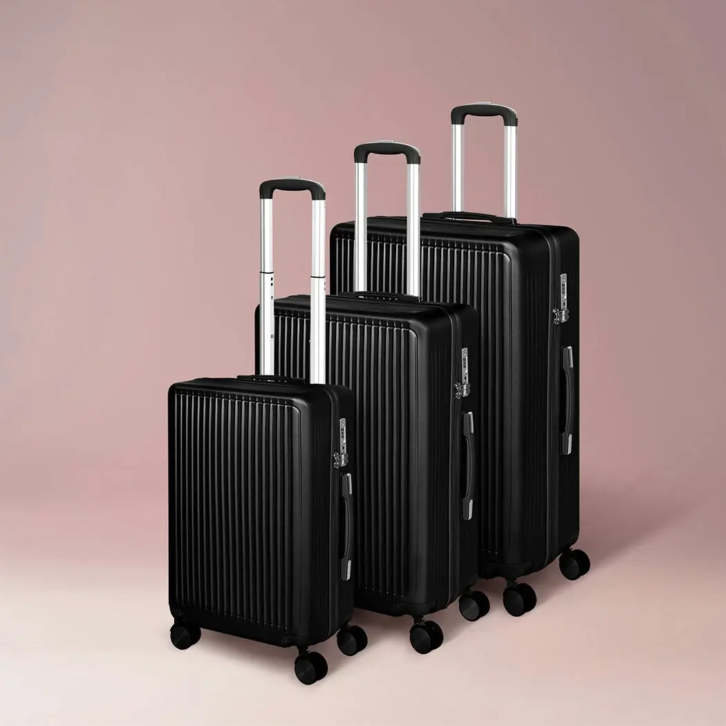 Slimbridge Luggage Suitcase Trolley Set Travel Lightweight 3pc 20"+24"+28" Black