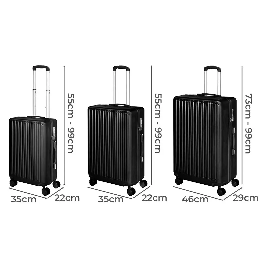 Slimbridge Luggage Suitcase Trolley Set Travel Lightweight 3pc 20"+24"+28" Black