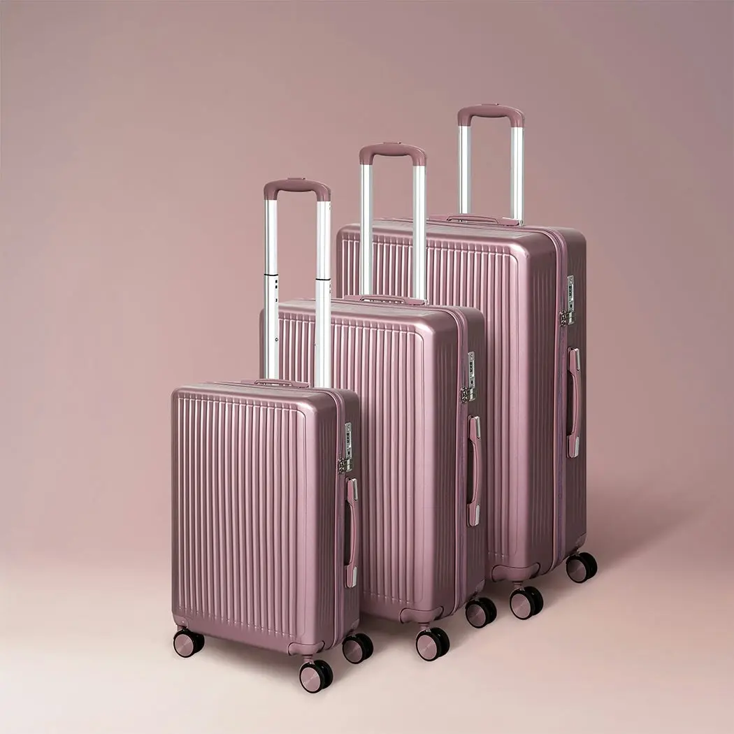 Slimbridge Luggage Suitcase Trolley Set Travel TSA 3pc 20"+24"+28" Rose Gold