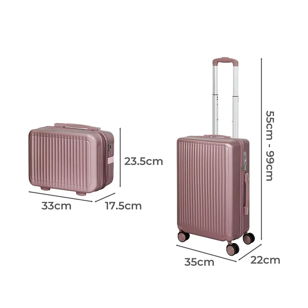 Slimbridge Luggage Suitcase Trolley Set Travel Lightweight 2pc 14"+20" Rose Gold