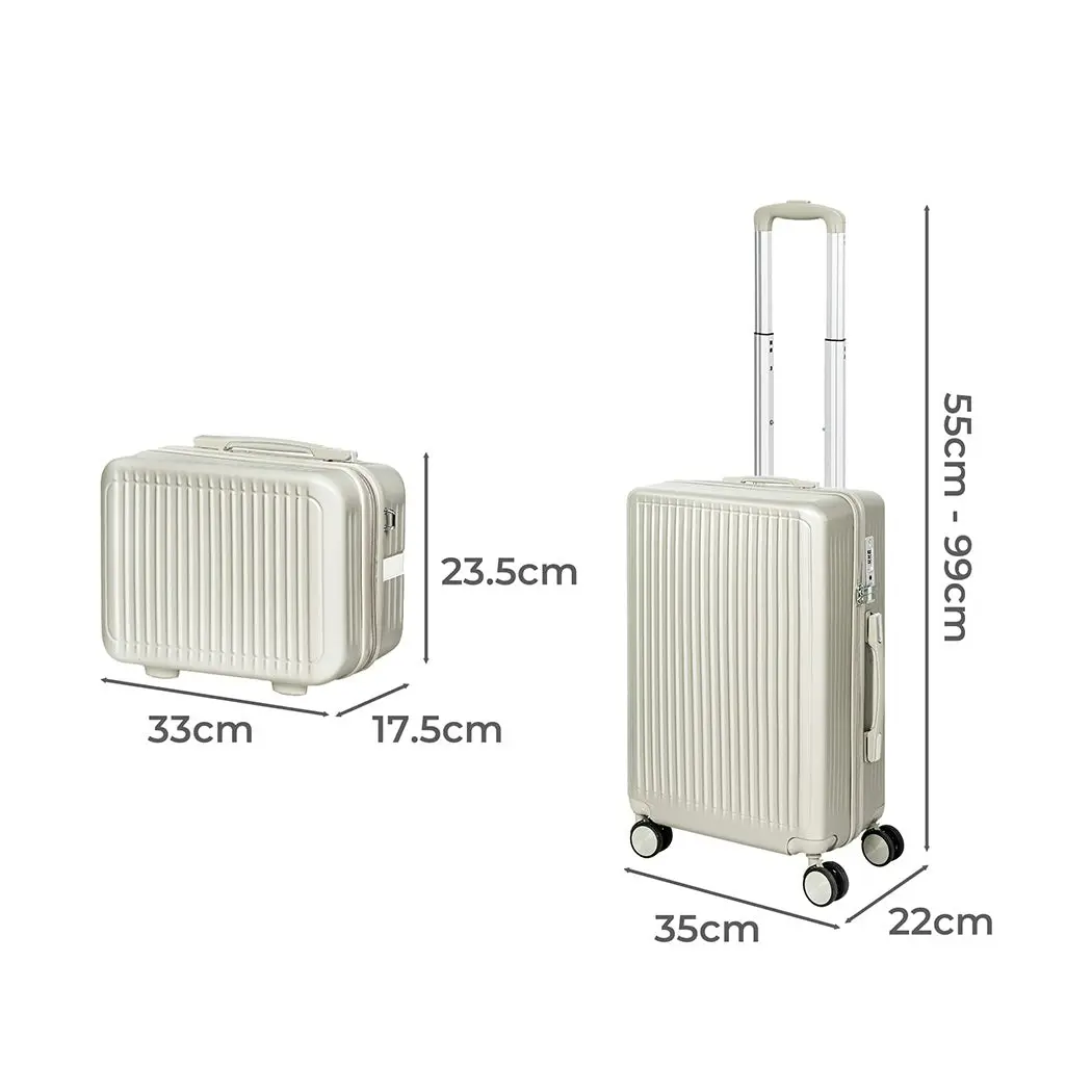 Slimbridge Luggage Suitcase Trolley Set Travel Lightweight 2pc 14"+20" White