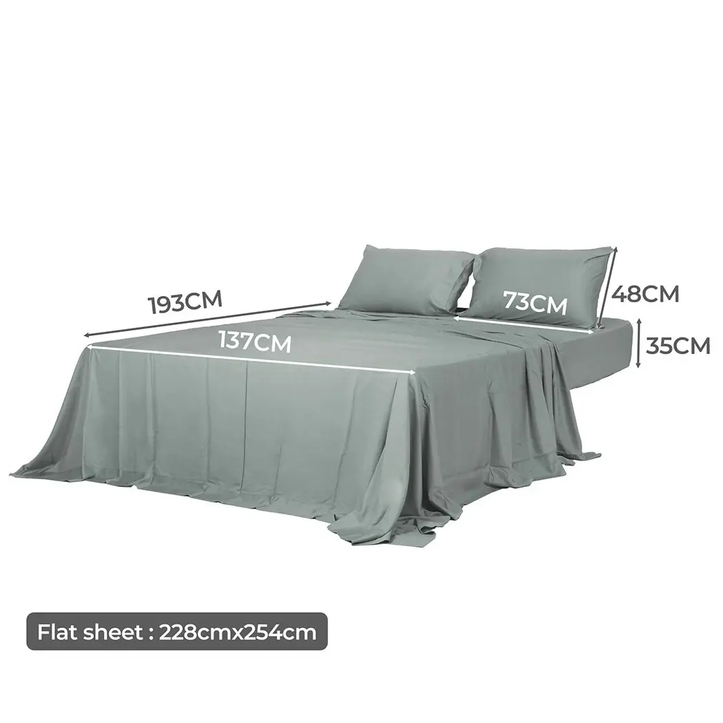 Dreamz Fitted Sheet Set Pillowcase Bamboo Double Grey Summer 4PCS