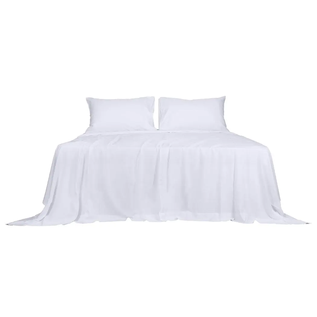 Dreamz Fitted Sheet Set Pillowcase Bamboo Double White Summer 4PCS