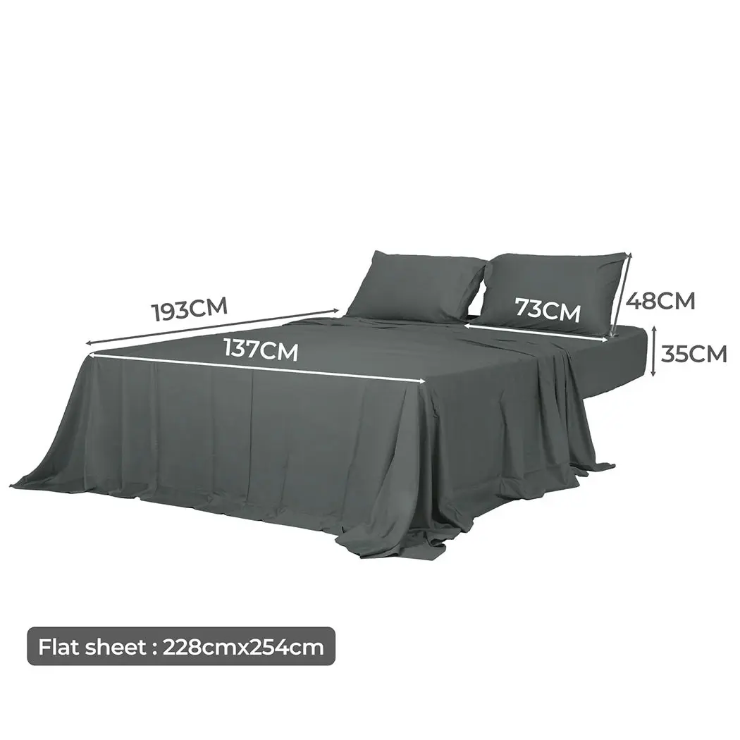 Dreamz Fitted Sheet Set Pillowcase Bamboo Double Charcoal Summer 4PCS