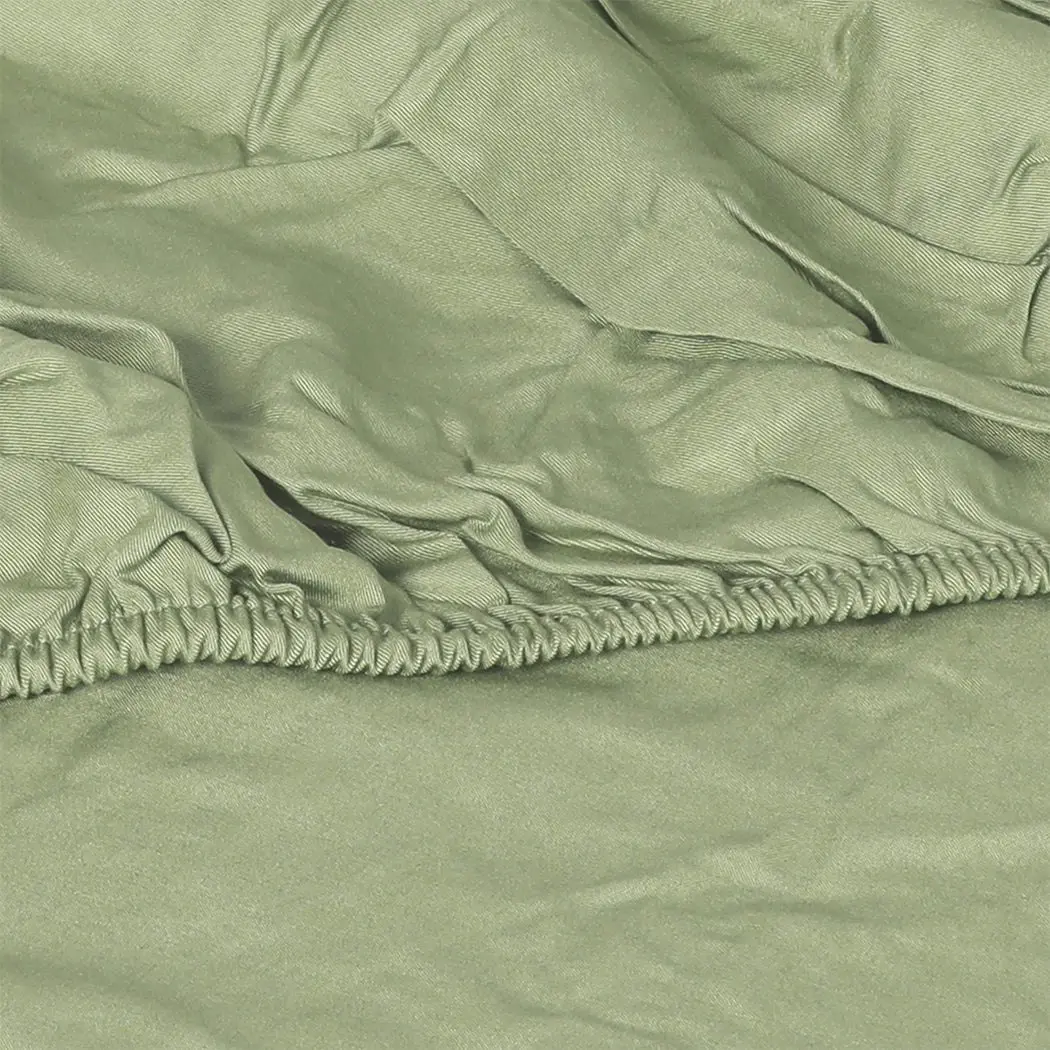 Dreamz Fitted Sheet Set Pillowcase Bamboo Double Sage Green 4PCS