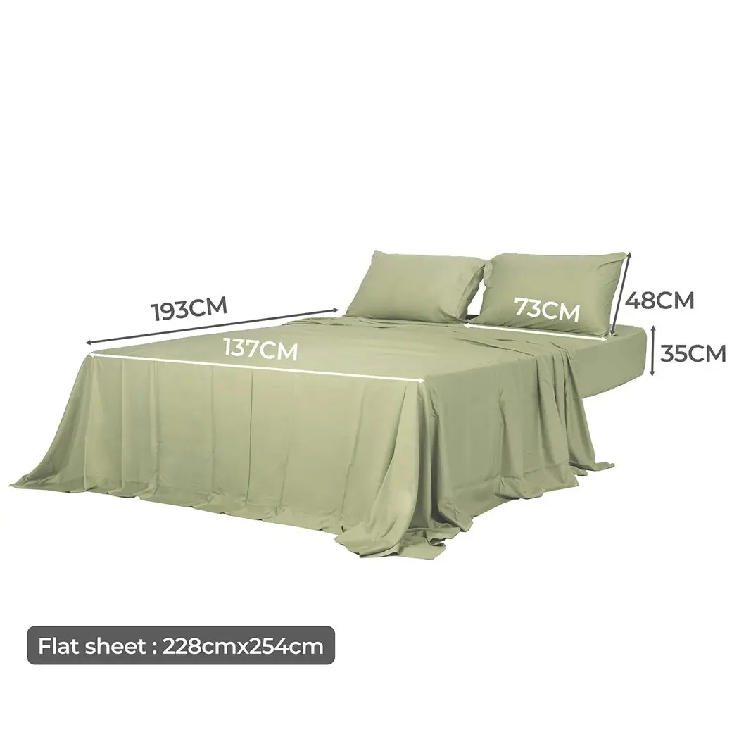 Dreamz Fitted Sheet Set Pillowcase Bamboo Double Sage Green 4PCS