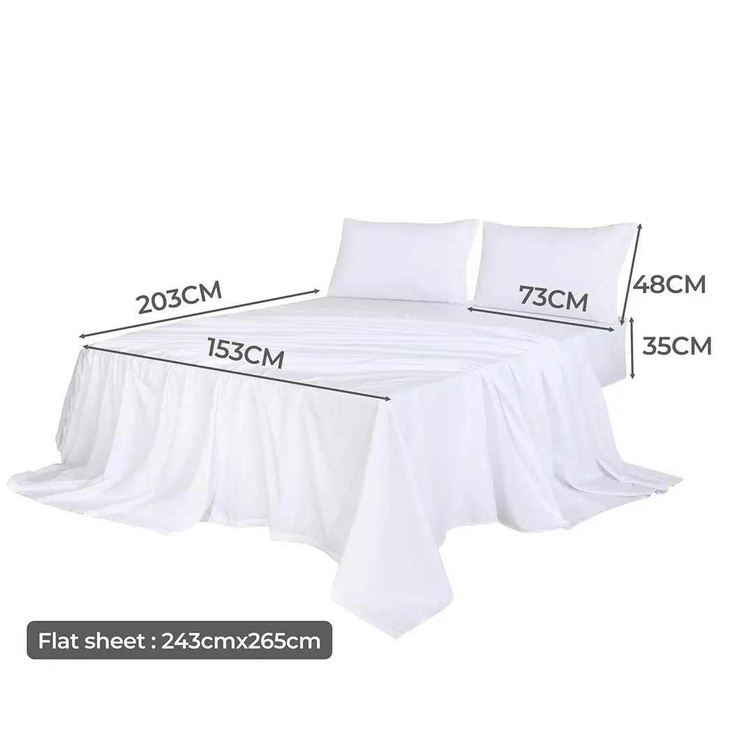 Dreamz Fitted Sheet Set Pillowcase Bamboo Queen White Summer 4PCS